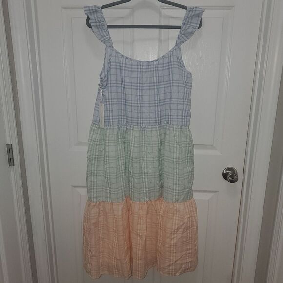 Plaid Tiered Sleeveless Dress - Picture 4 of 4